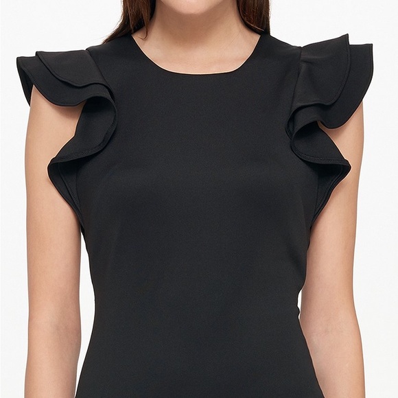 NWT Tommy Hilfiger black ruffle sleeved dress - Picture 4 of 14